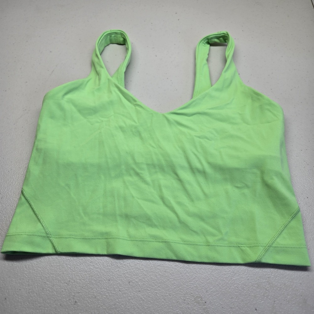 Lululemon Women Sports Bra 6 Green Align Tank Cropped Wireless Knit